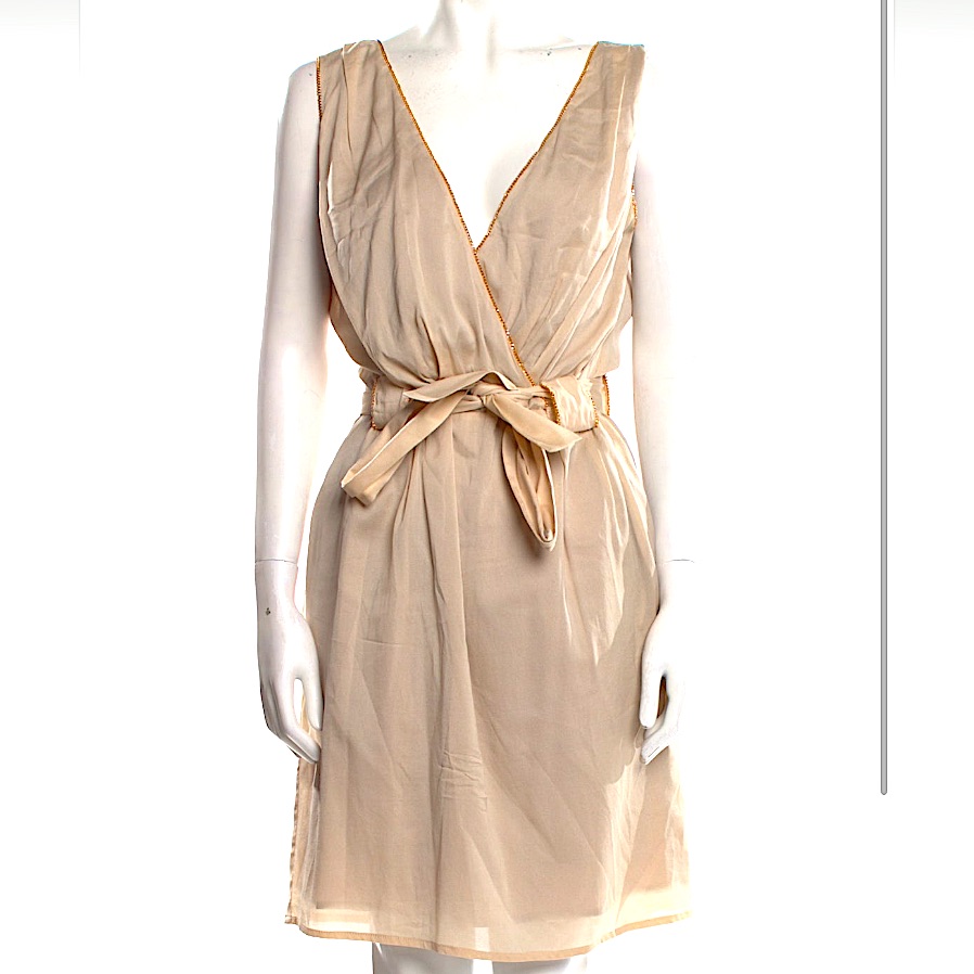 Anna Molinari Silk Lined Luxe Dress With Chain Trims - S, Nwot